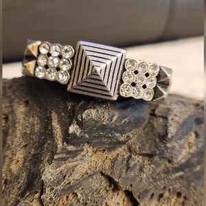 Lia Sophia "Confidant" Gray colour faux leather with cut crystal bracelet